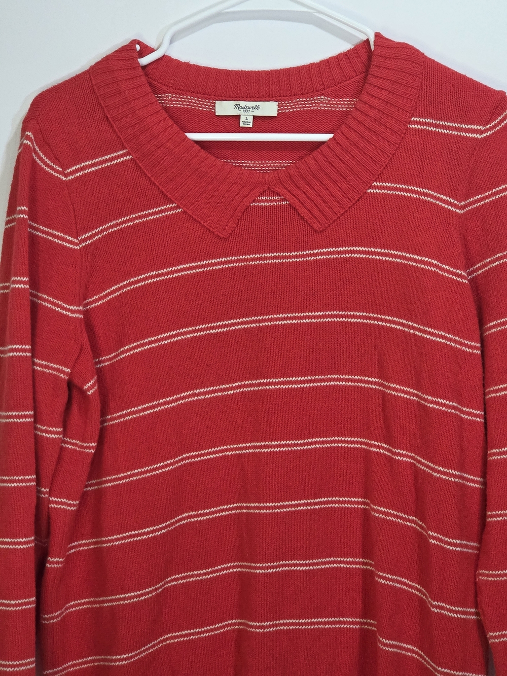Madewell Red Striped Scoop-Collar Sweater - Picture 9 of 10